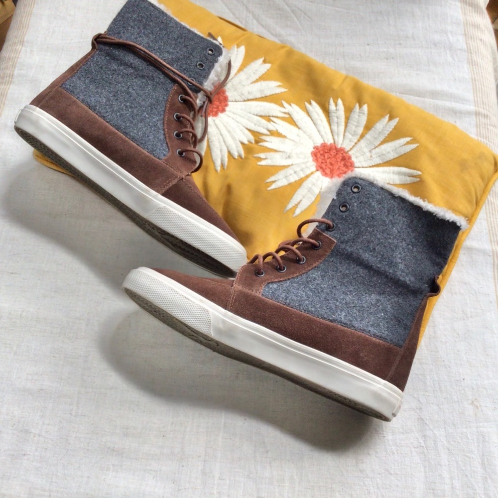 Leather and Sherpa Lace Up Boots